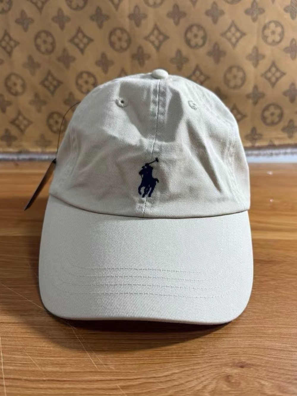 Polo by Ralph Lauren Khaki Baseball Cap with Navy Polo Player Logo